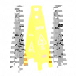 Caution Wet Floor Sign, 4-Sided, 12 X 16 X 38, Yellow